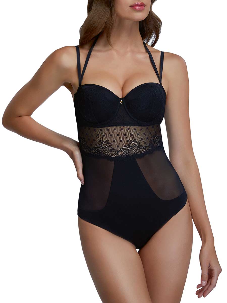 

Кружевное боди женское MARC & ANDRÉ A9-0253 черное 80B, A9-0253