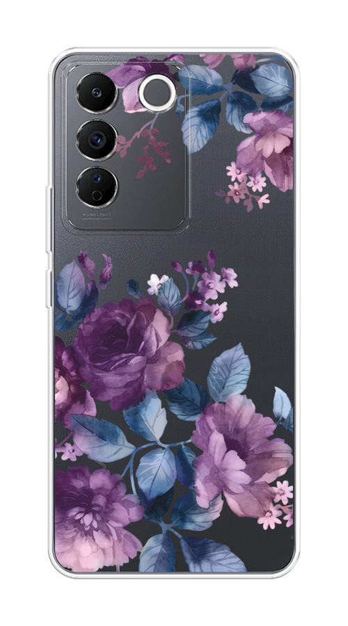 

Чехол на Vivo V27e "Purple Blossoms", Синий;фиолетовый, 268350-1