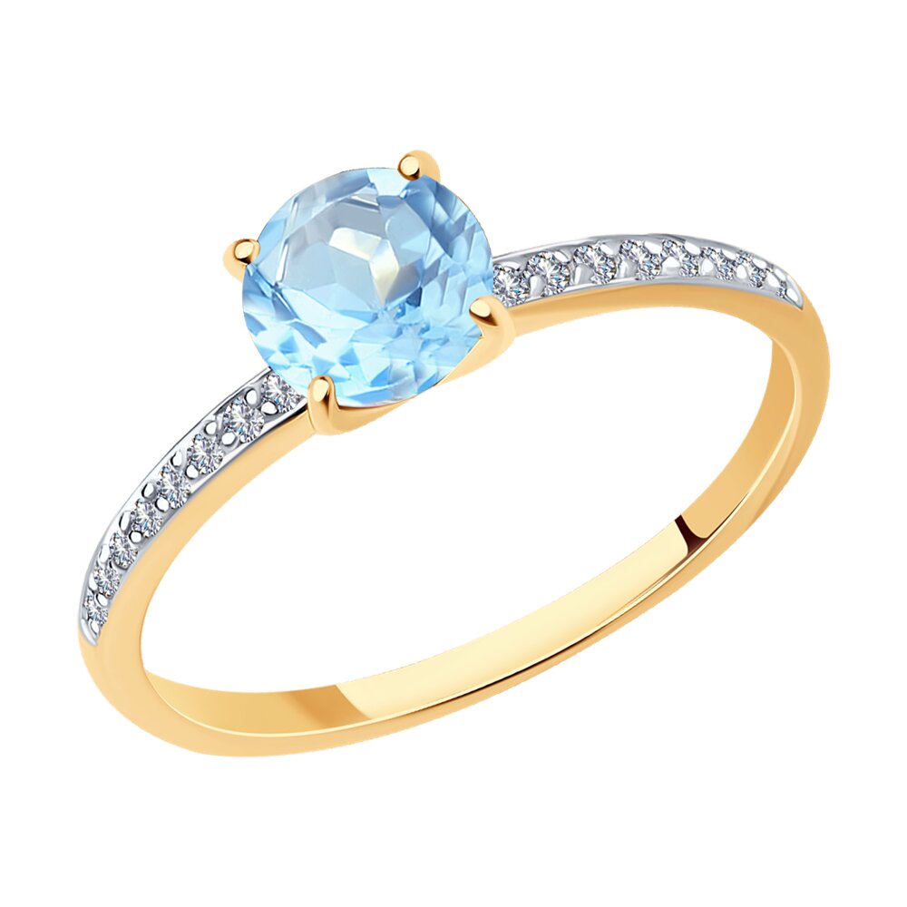 

Кольцо из красного золота с фианитом/топазом р. , SOKOLOV 716756, 716756