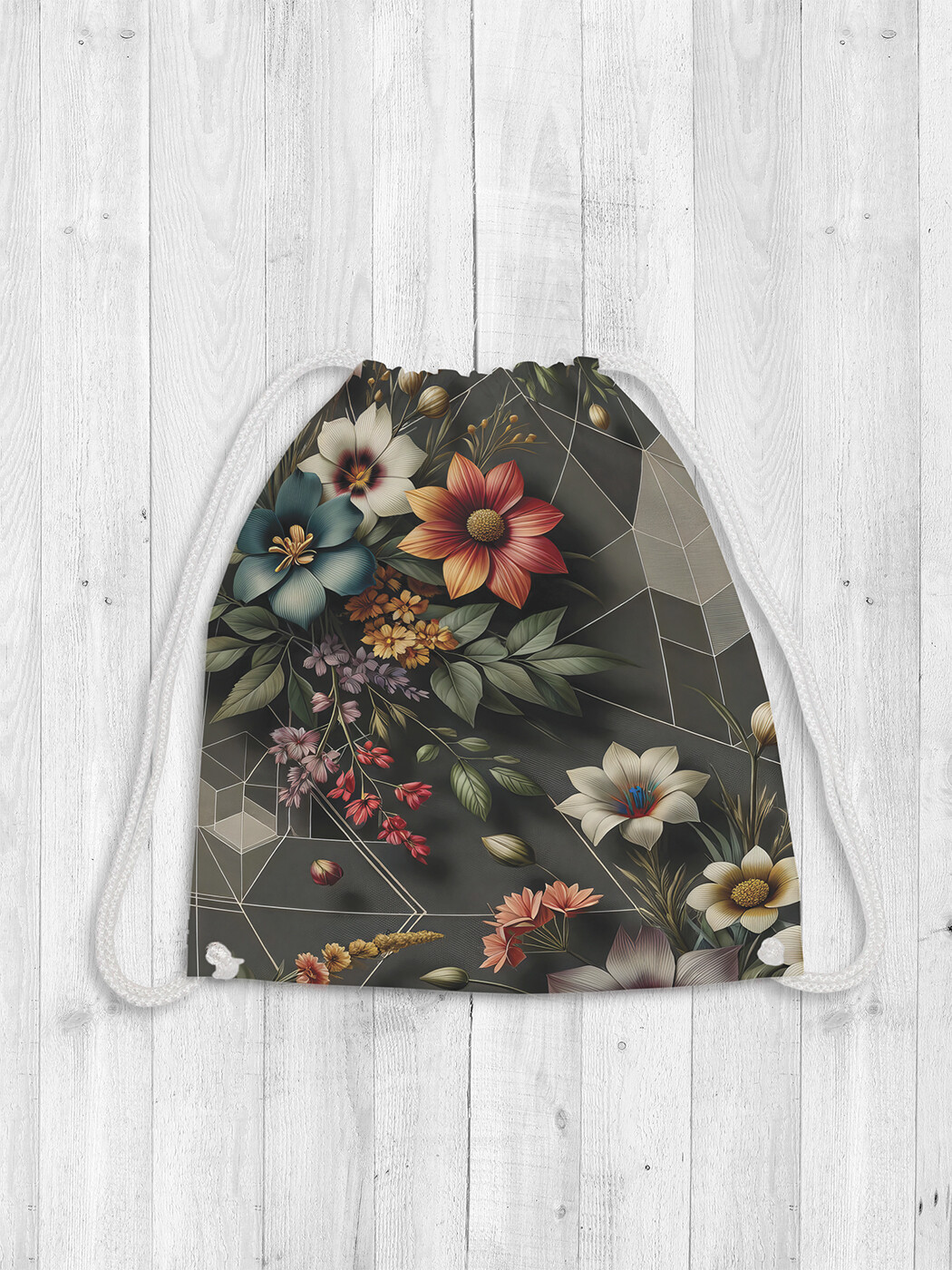 

Сумка мешок для обуви JoyArty Графические цветы 38x40 bpa sd1772, Серый, Графические цветы