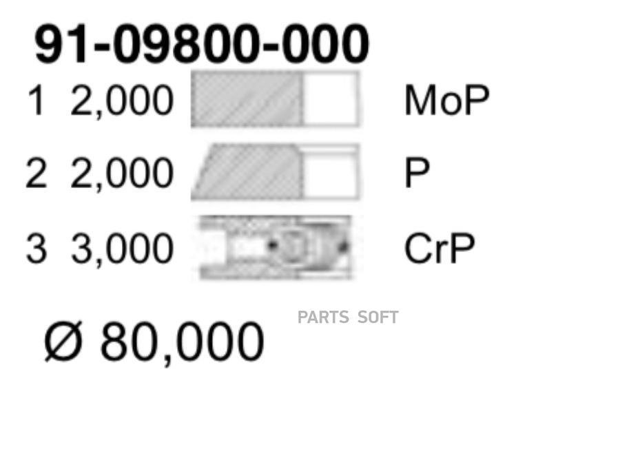 

YENMAK 91-09800-000 80,00 mm. Кольца поршневые к-т на цилиндр STD