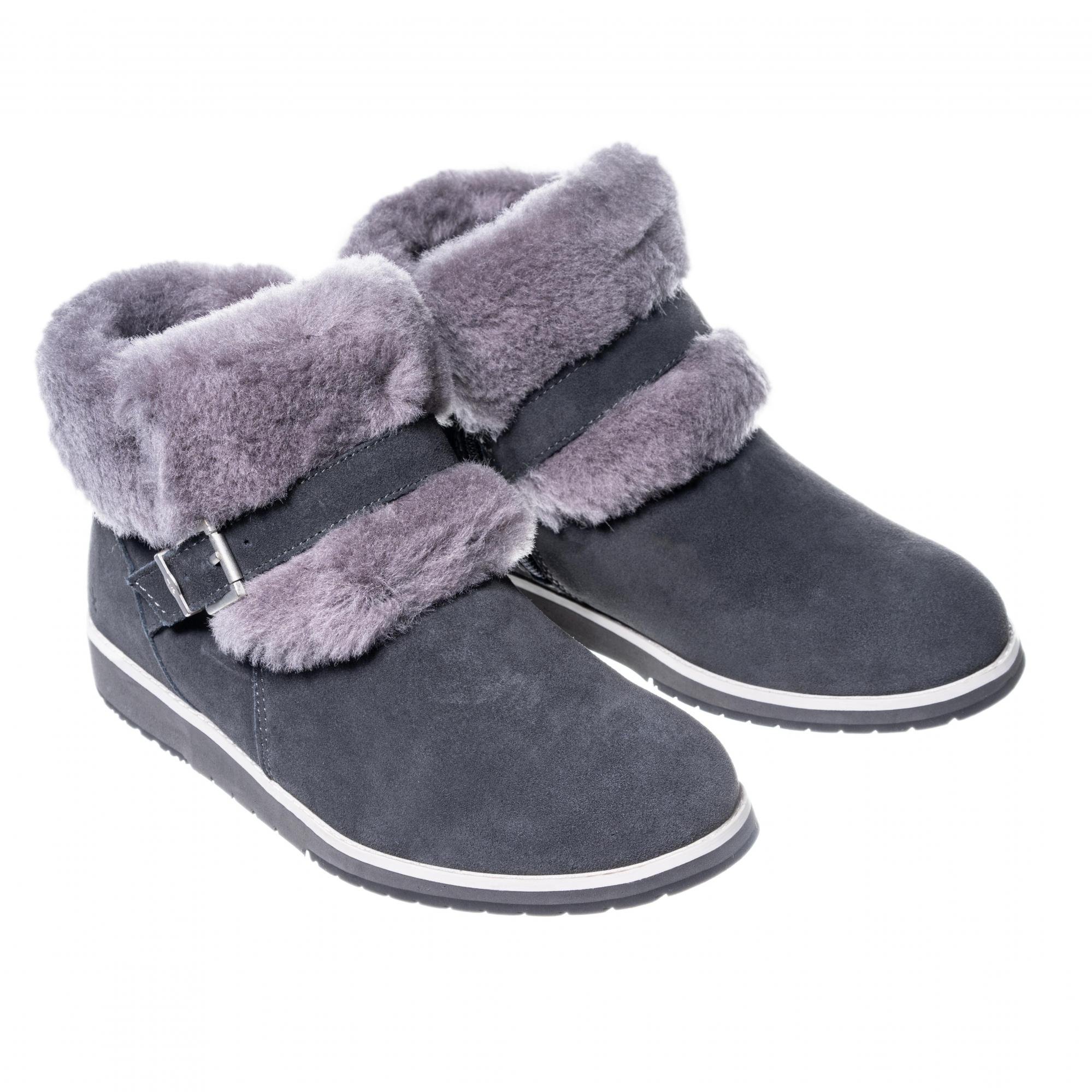 Полусапоги женские Emu Australia Oxley Fur Cuff W11698 серые 37 EU