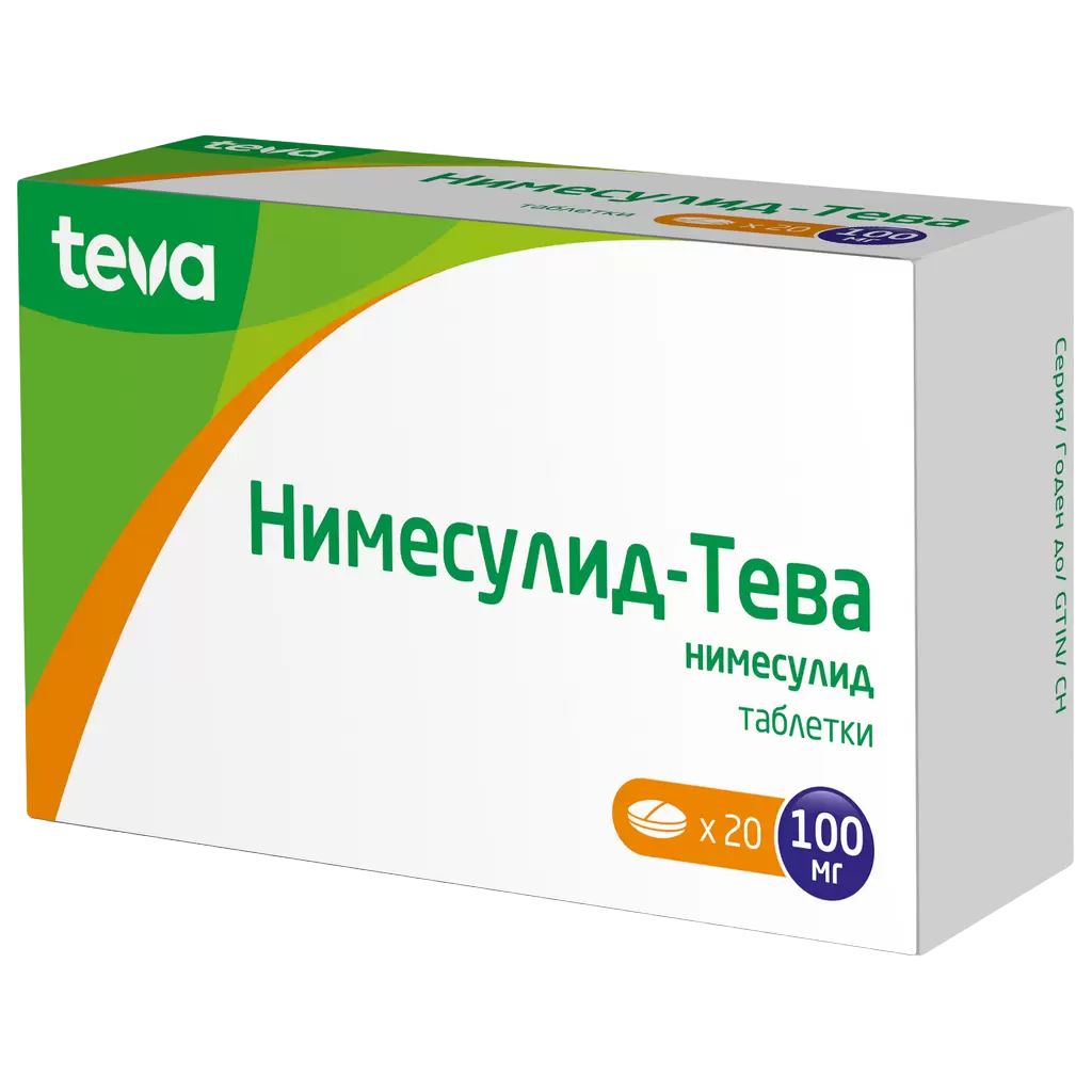 

Нимесулид-Тева таблетки 100 мг 20 шт., Нимесулид-Тева