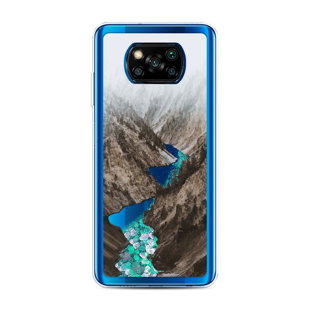 

Жидкий чехол с блестками "Горная река" на Xiaomi Poco X3 NFC, 39295-1