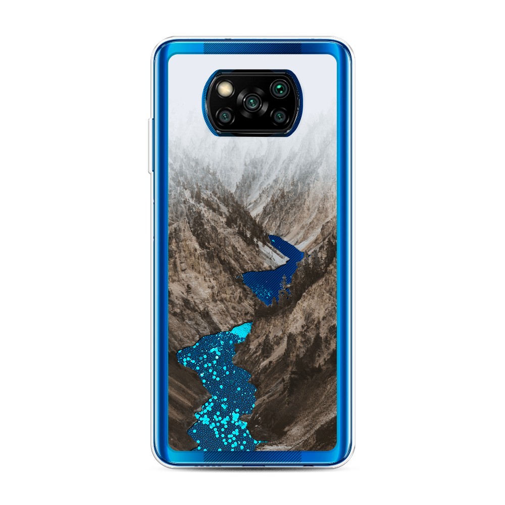 

Жидкий чехол с блестками "Горная река" на Xiaomi Poco X3 NFC, 39293-1