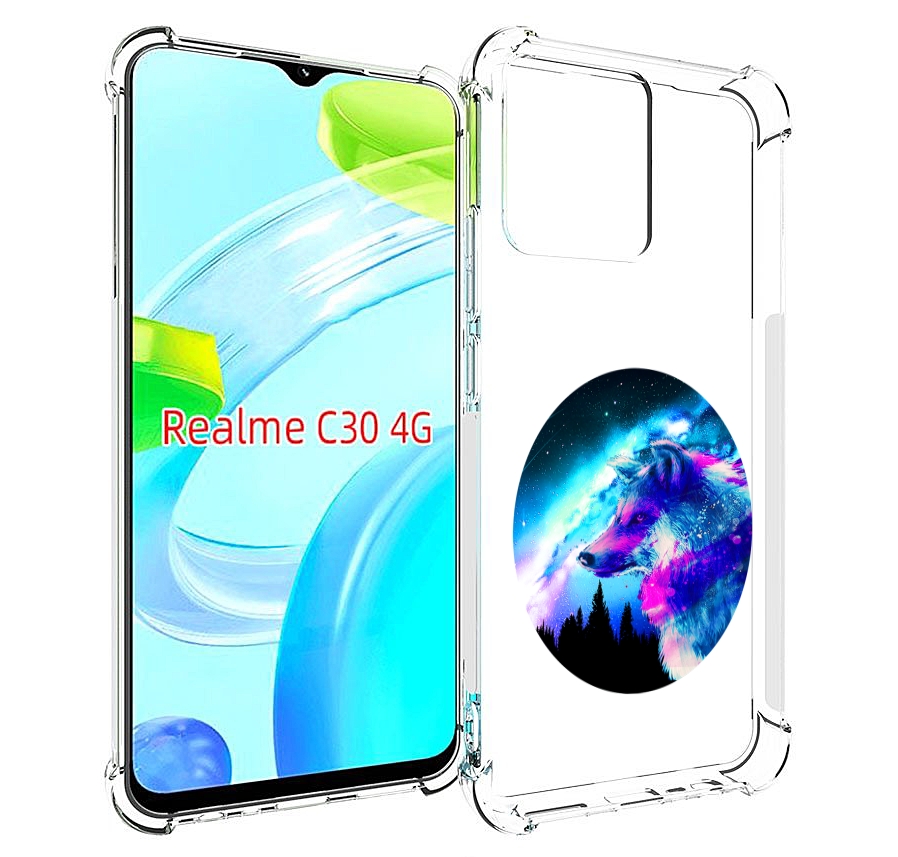 фото Чехол mypads голубой волк для realme c30 4g / narzo 50i prime