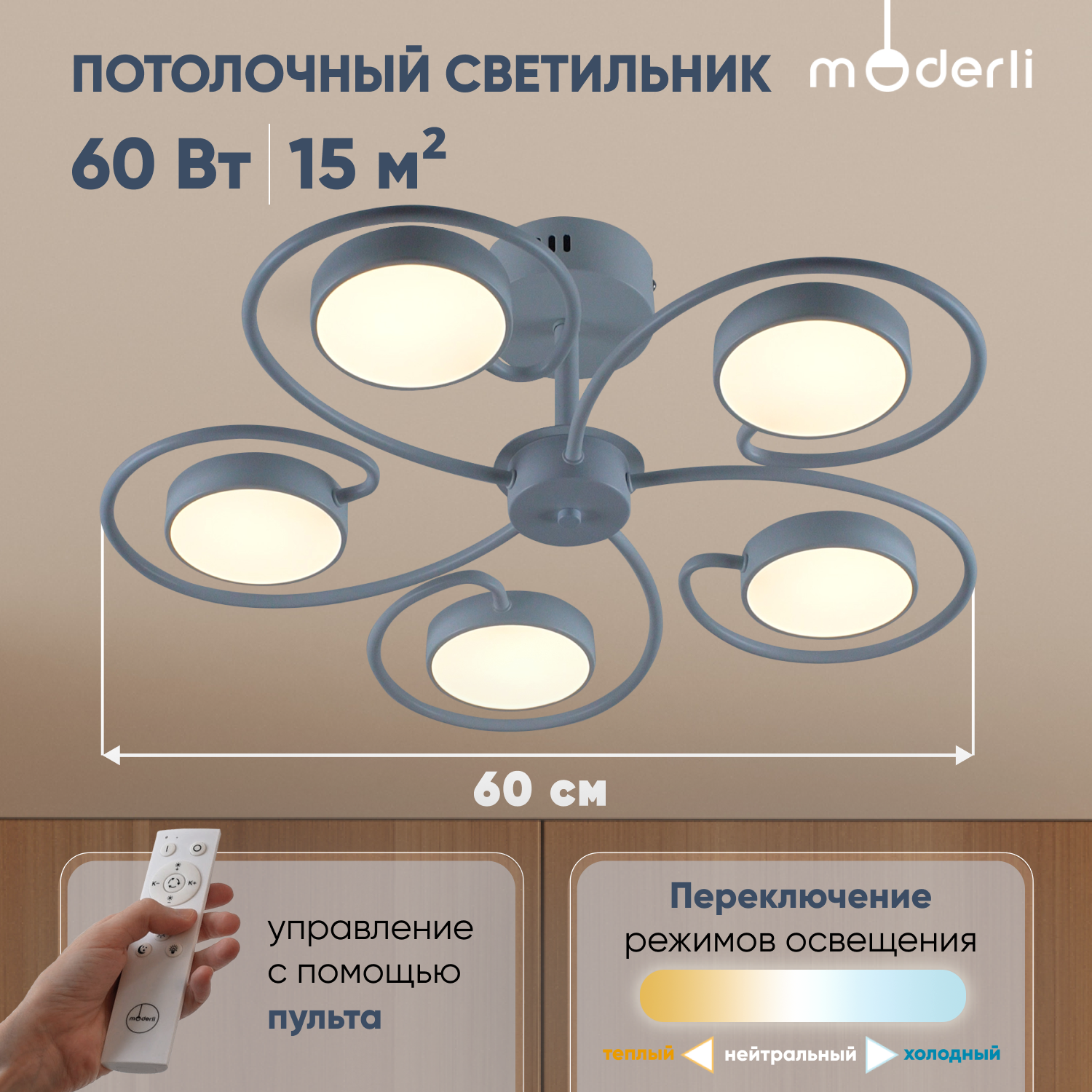 Светильник потолочный светодиодный Moderli V10957-CL Scandi белый