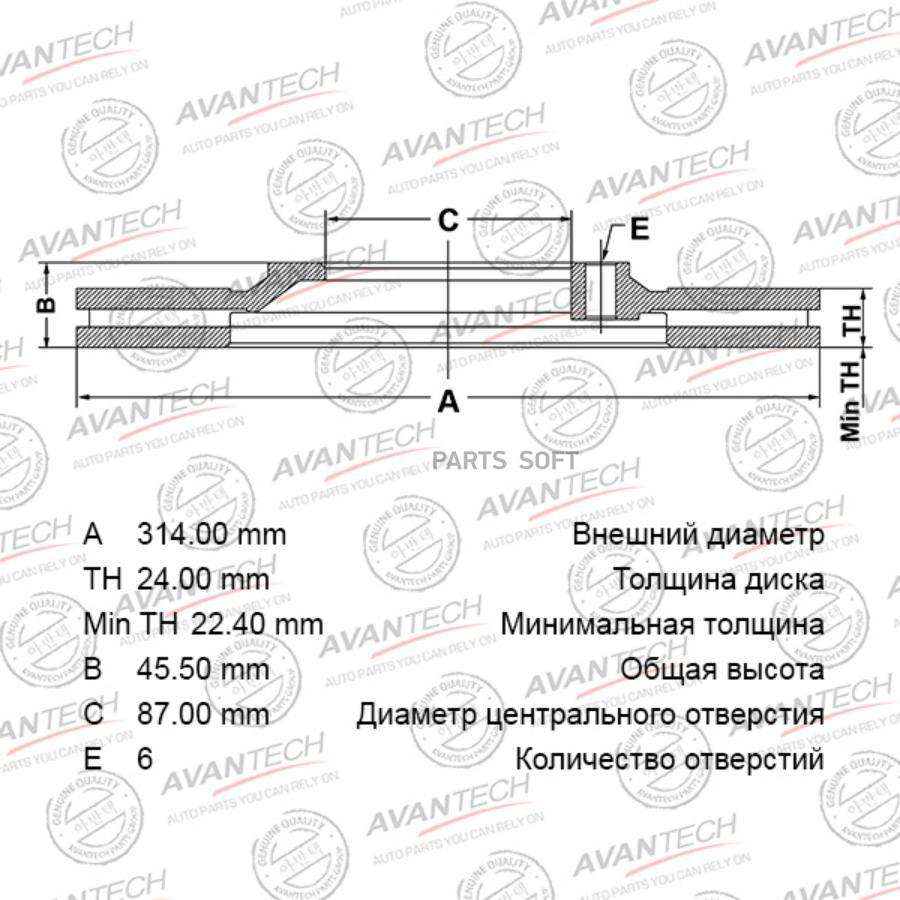 

Тормозной диск AVANTECH BR0527S