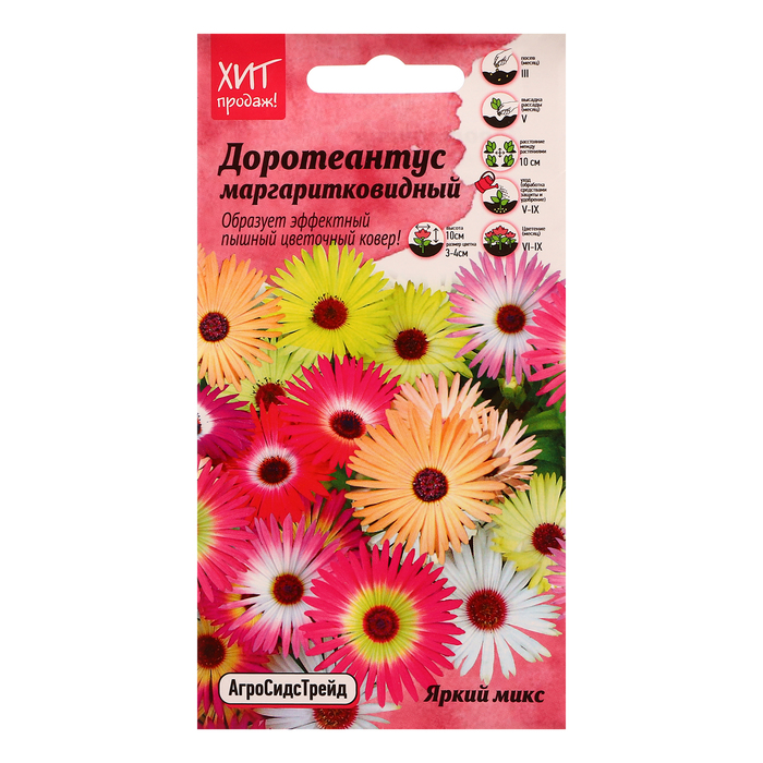 

Семена цветов Доротеантус "Яркий микс" маргаритковидный, 0,1 г (4 шт.)