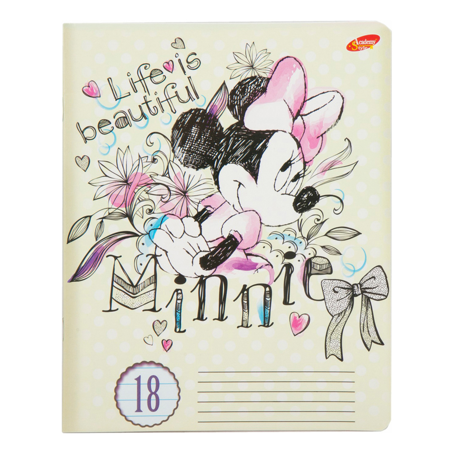 

Тетрадь школьная Minnie Mouse линейка 18 листов A5 1 шт