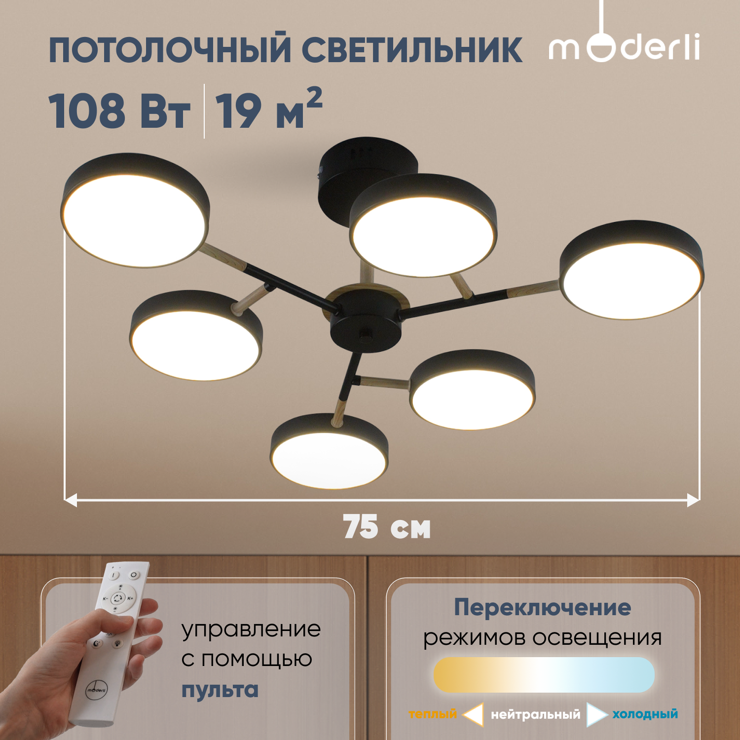 Светильник потолочный светодиодный Moderli V10954-CL Scandi