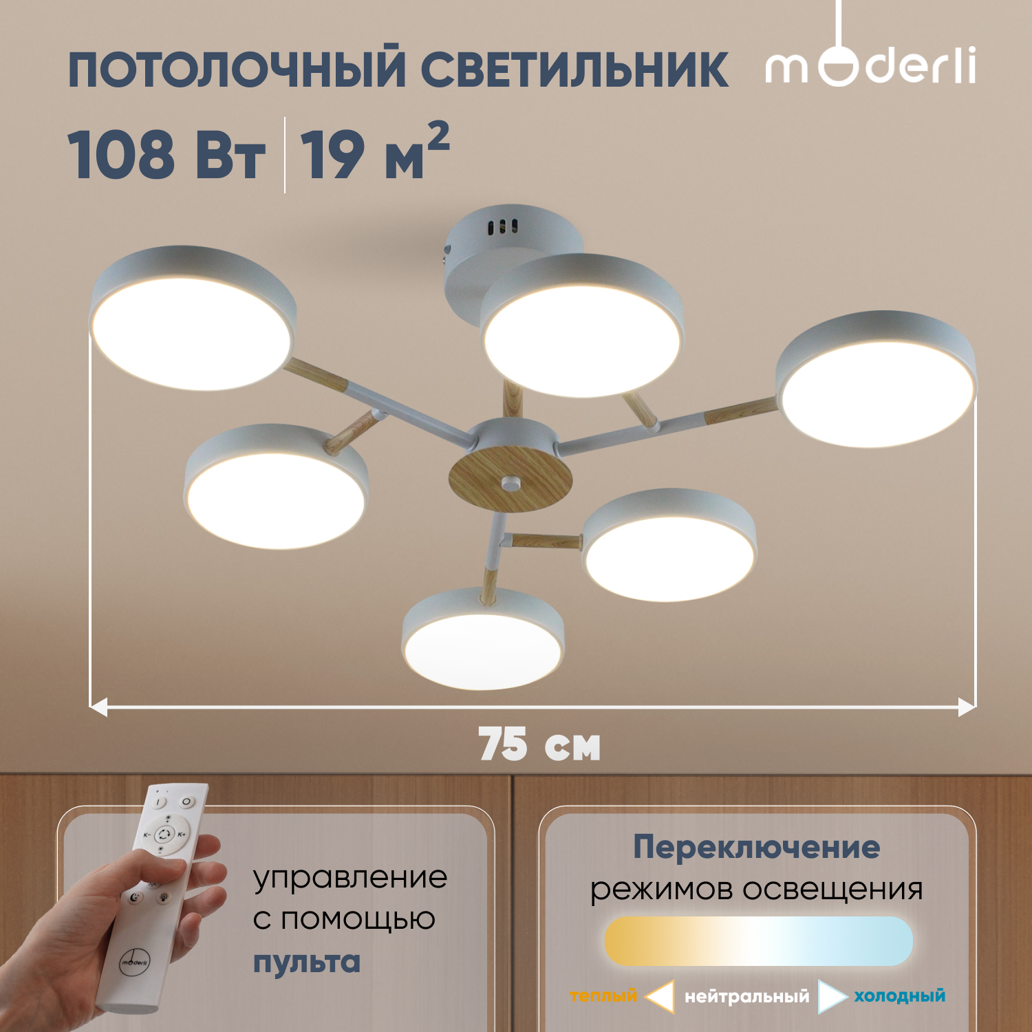 Светильник потолочный светодиодный Moderli V10953-CL Scandi