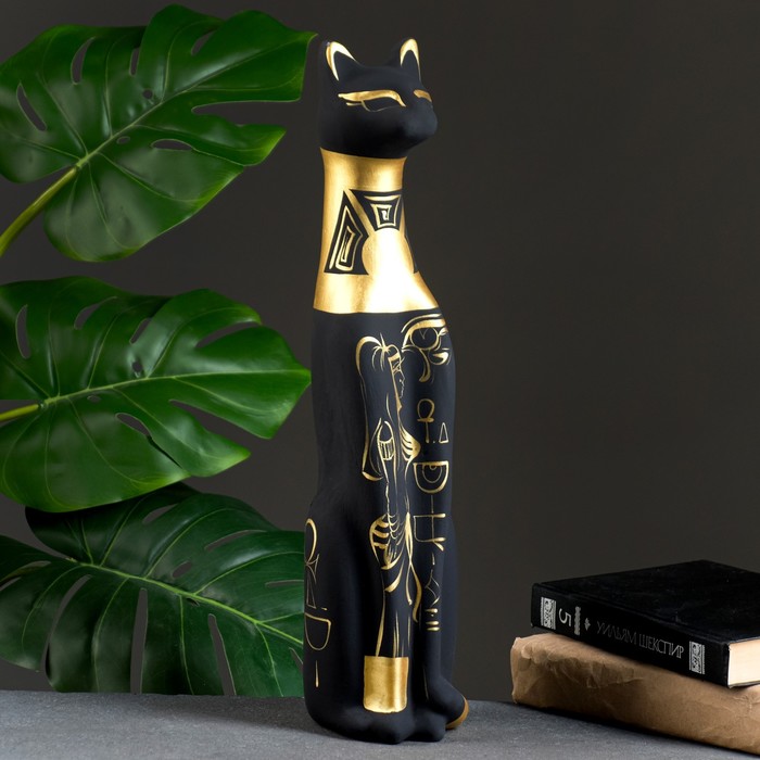 фото Фигура "кот египетский" роспись черный 10х10х41см хорошие сувениры