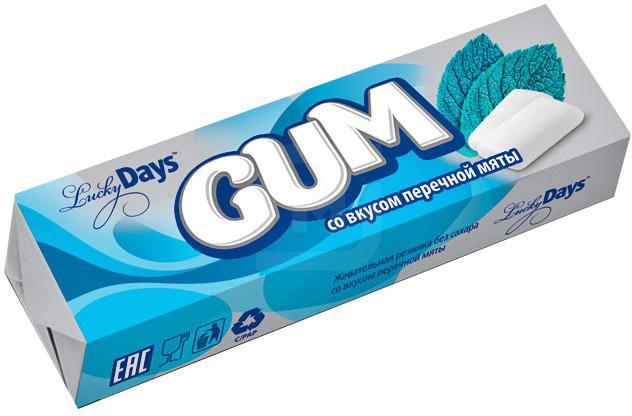 фото Жевательная резинка lucky days gum со вкусом перечной мяты без сахара 10 шт 14 г