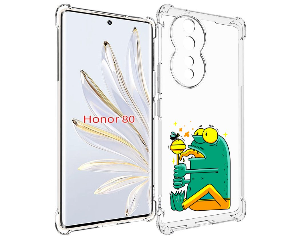

Чехол MyPads Зеленая лягушка с чупа чупсом для Honor 80, Прозрачный, Tocco
