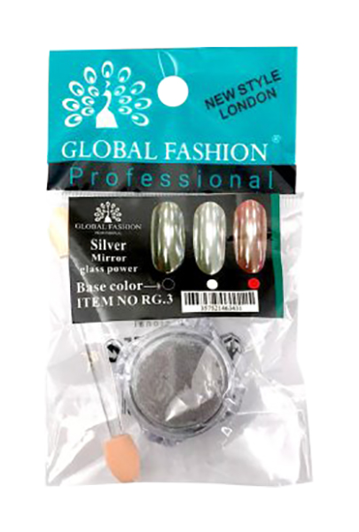 

Втирка для ногтей Global Fashion зеркальная, серебристая