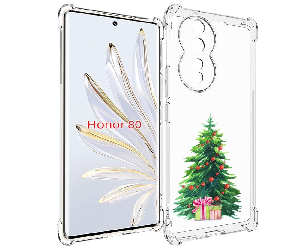 

Чехол MyPads Елка новогодняя с подарками акварель для Honor 80, Прозрачный, Tocco