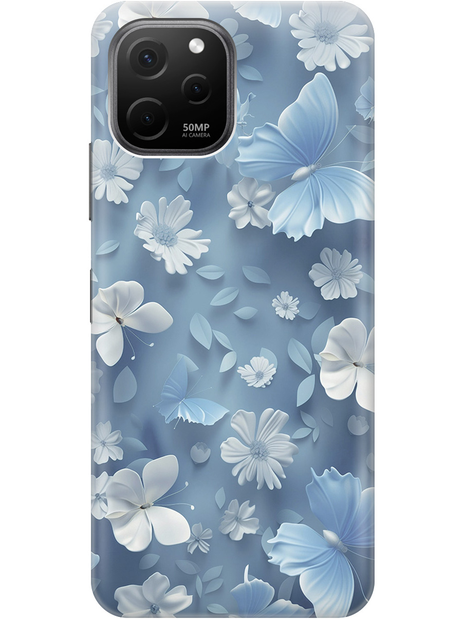 

Силиконовый чехол на Huawei nova Y61 с принтом "Голубые бабочки", Прозрачный;белый;голубой, 762098510