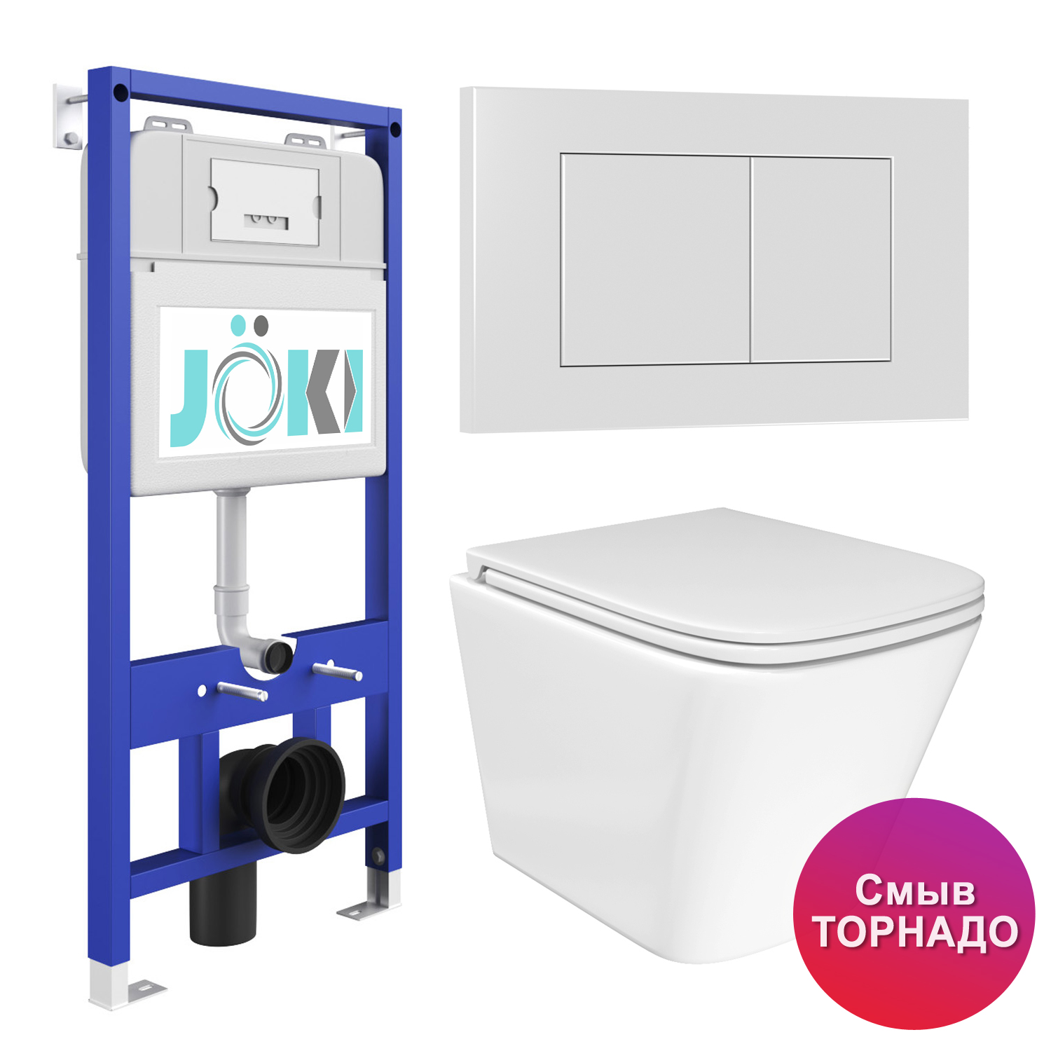 

Комплект JOKI: инсталляция JK01150+кнопка JK020522WM белый+Verna T JK3031025 белый унитаз, Verna JKS303011020WM