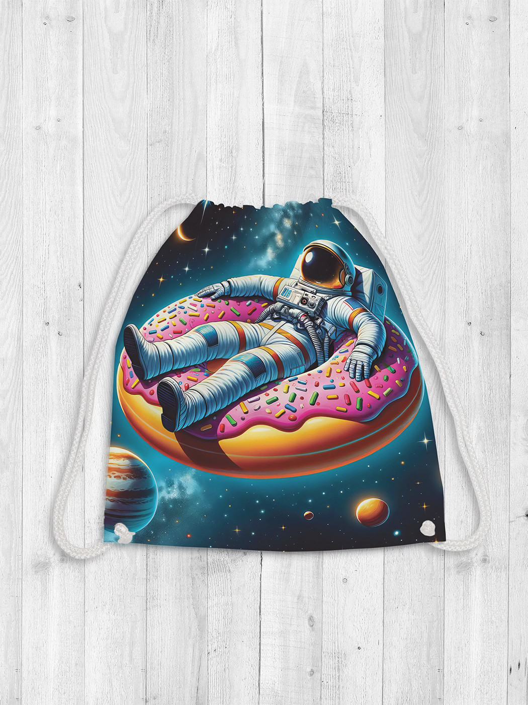 

Сумка мешок для обуви JoyArty Астронавт на пончике 38x40 bpa sd1555, Белый, Астронавт на пончике