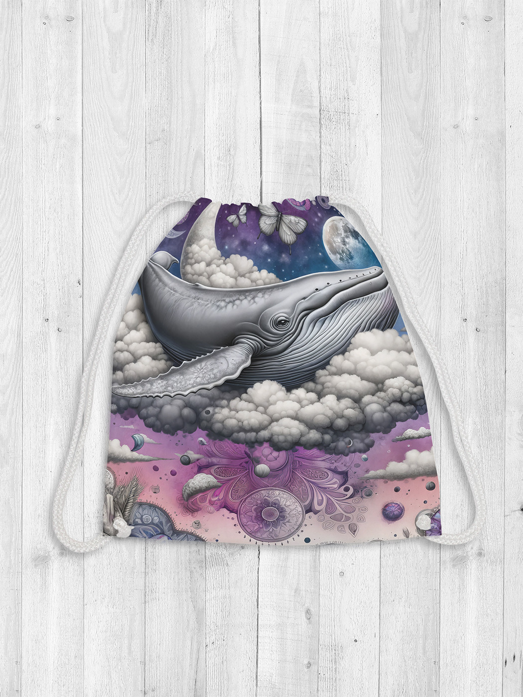 

Сумка мешок для обуви JoyArty Кит в небе 38x40 bpa sd1531, Серый, Кит в небе