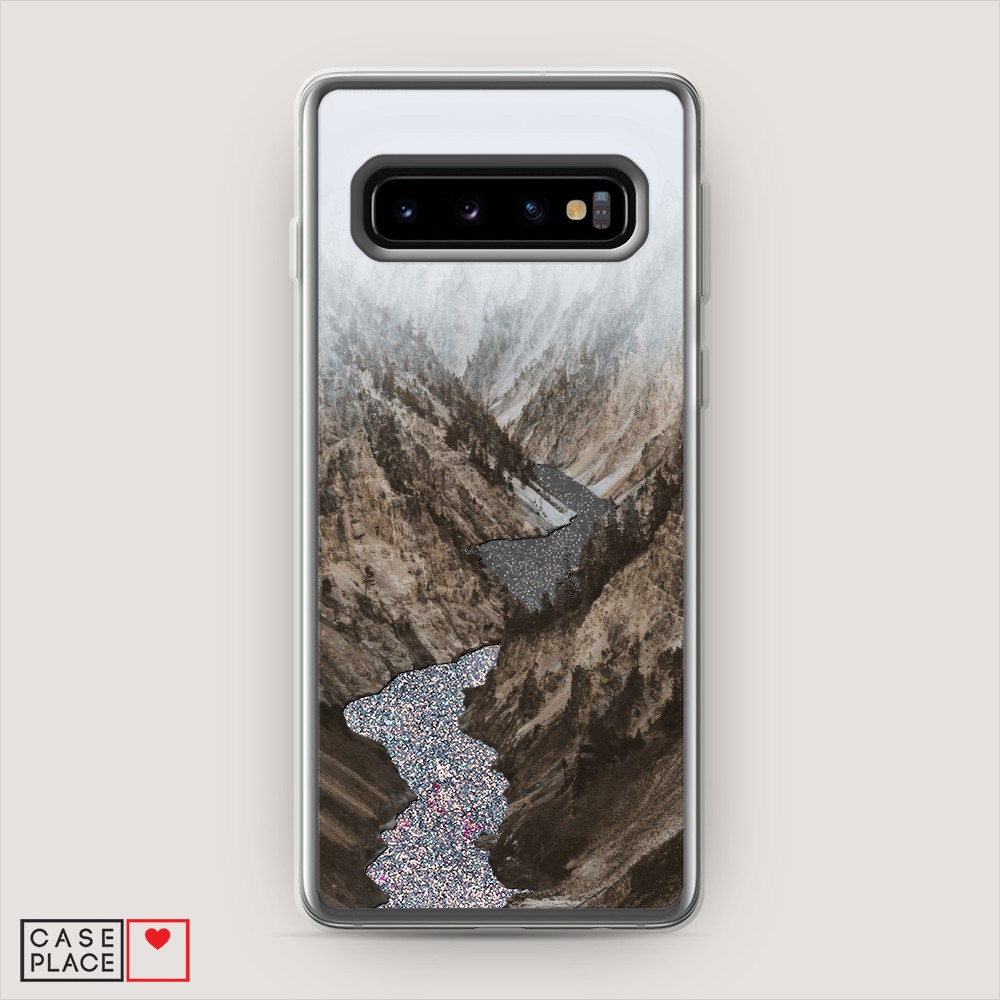 

Жидкий чехол с блестками "Горная река" на Samsung Galaxy S10 +, 27191-1
