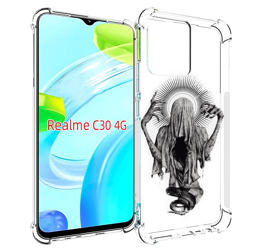 Чехол MyPads страшная змея в мантии для Realme C30 4G / Narzo 50i Prime