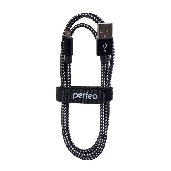 фото Кабель perfeo usb2.0 a вилка - micro usb вилка, черно-белый, длина 3 м. (u4802)