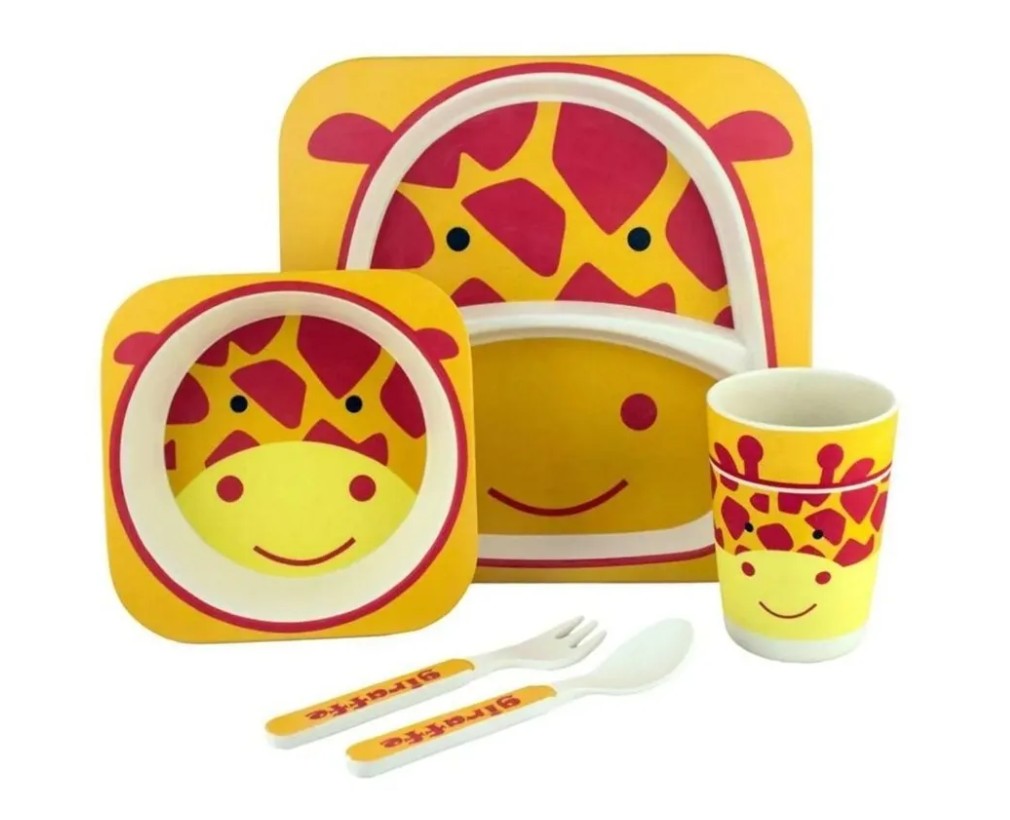 фото Набор детской посуды newstyl из бамбука жираф 5 предметов
