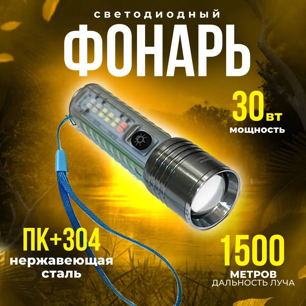 Светодиодный ручной карманный фонарь с креплением и магнитом 0833-PM10