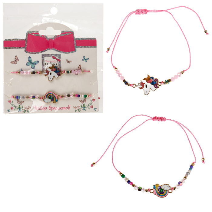 

Детский набор из 2 браслетов Lukky Fashion с шармами Единорог, Разноцветный, Т24603