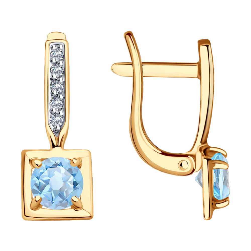 

Серьги из красного золота с фианитом/топазом Diamant 51-320-01693-1, 51-320-01693-1