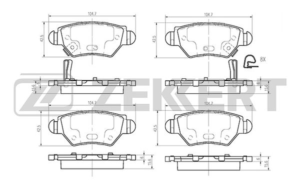 Колодки тормозные Opel Astra G 98-, Astra H 07-, Corsa C 03- задние дисковые (GDB1471) Zek