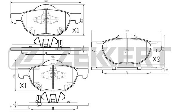 

Колодки тормозные Honda Accord VII 03- передние дисковые (GDB3355) Zekkert