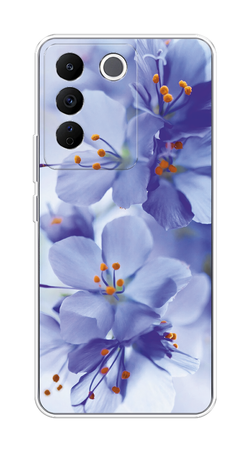 

Чехол на Vivo V27e "Фиолетовые цветки", Фиолетовый;синий, 268350-1