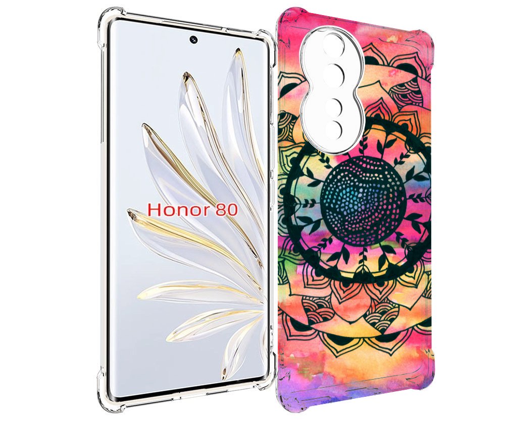 

Чехол MyPads яркая абстракция круглый цветок для Honor 80, Прозрачный, Tocco