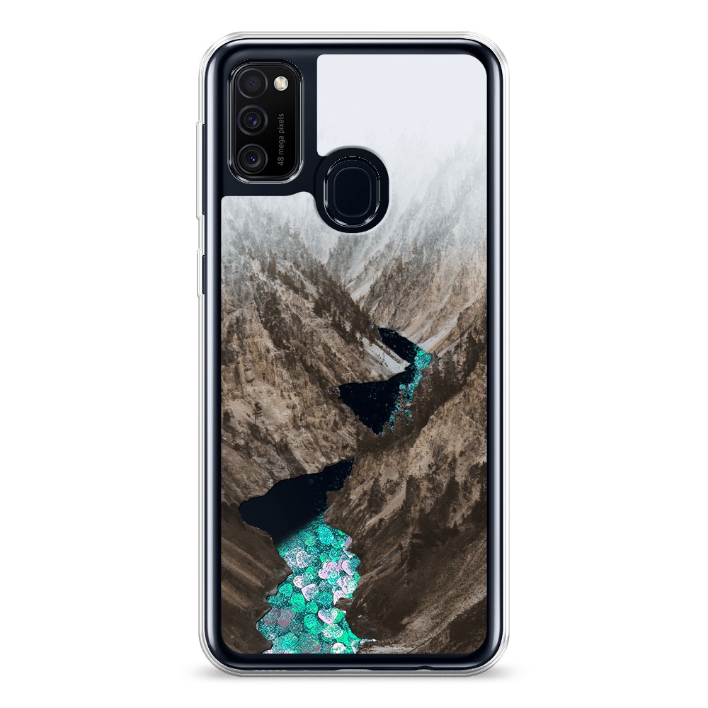 

Жидкий чехол с блестками "Горная река" на Samsung Galaxy M21, 29795-1