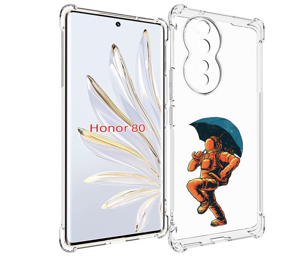 

Чехол MyPads шагающий космонавт с зонтом для Honor 80, Прозрачный, Tocco