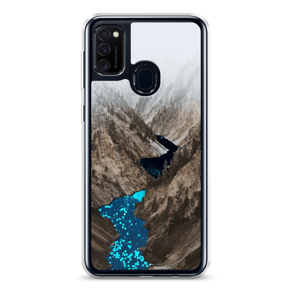 

Жидкий чехол с блестками "Горная река" на Samsung Galaxy M21, 29793-1