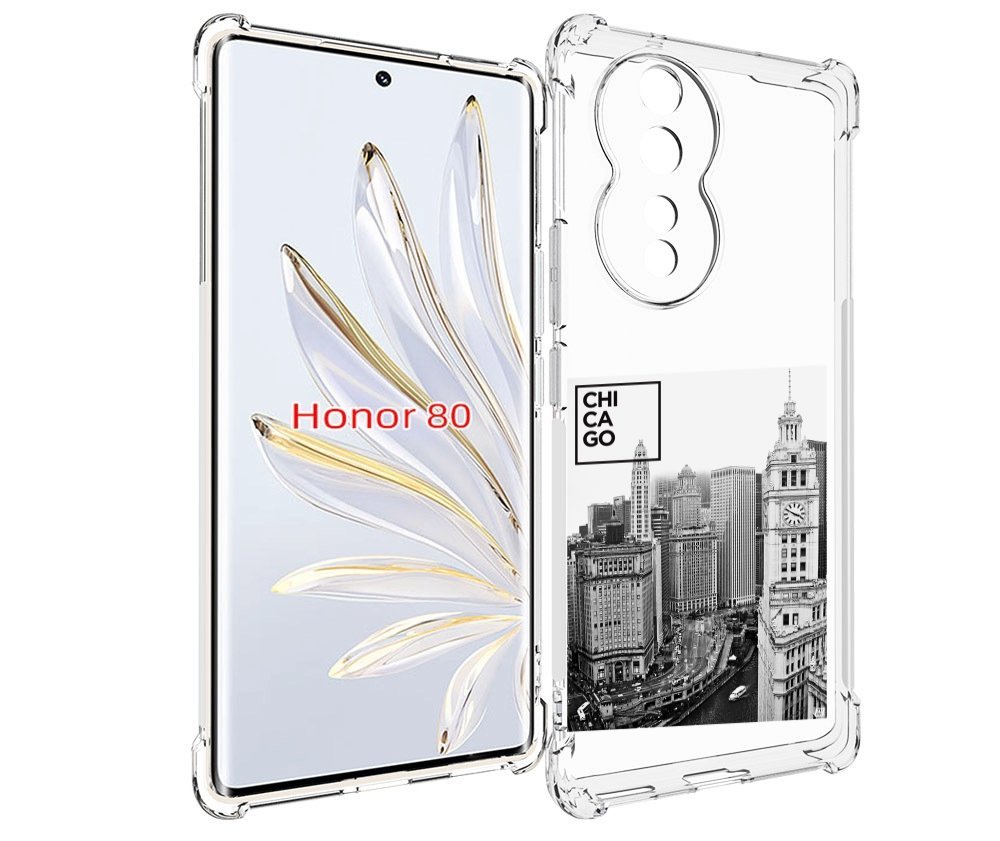 

Чехол MyPads черно белый чикаго для Honor 80, Прозрачный, Tocco