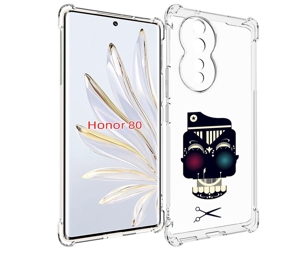 

Чехол MyPads черно белый скелет с яркими глазами для Honor 80, Прозрачный, Tocco