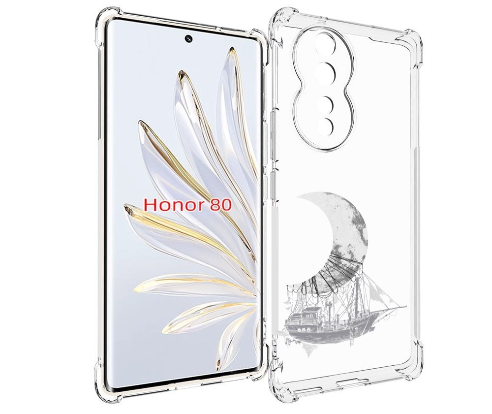 

Чехол MyPads черно белый корабль полумесяц для Honor 80, Прозрачный, Tocco