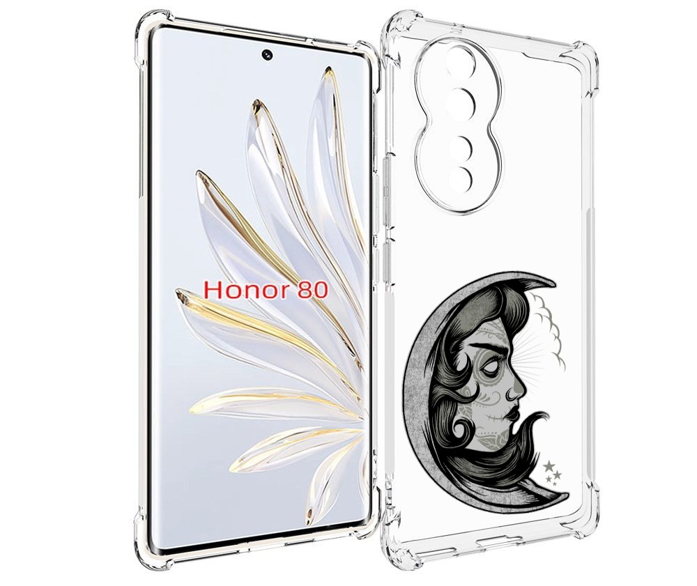 

Чехол MyPads черно белая луна с лицом для Honor 80, Прозрачный, Tocco