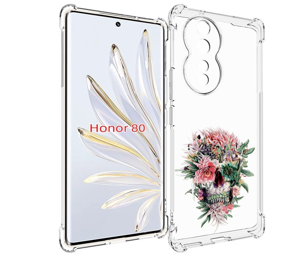 

Чехол MyPads череп из цветов для Honor 80, Прозрачный, Tocco