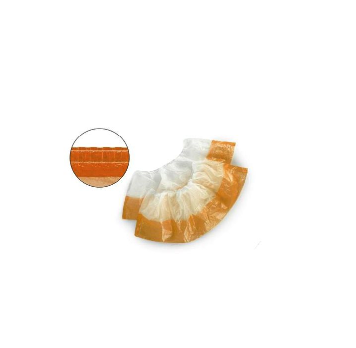 Купить Бахилы одноразовые полиэтиленовые двухслойные текстурированные цвет белый оранжевый 50 пар, EleGreen