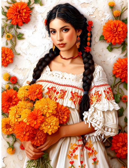 

Алмазная мозаика на подрамнике Мексиканка, 70x50 см, 50 цветов, 83714, ПРА-782