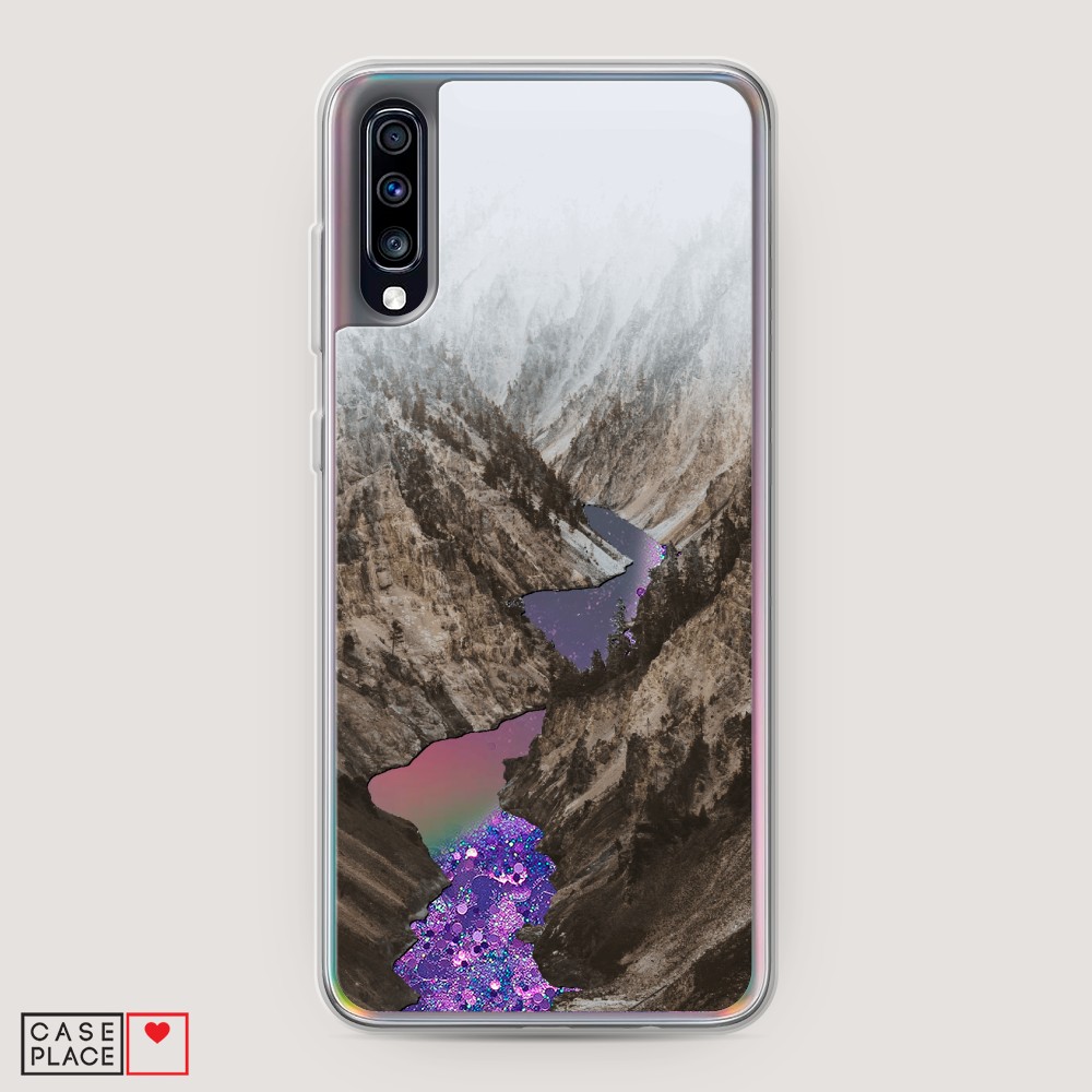 

Жидкий чехол с блестками "Горная река" на Samsung Galaxy A70, 28192-1