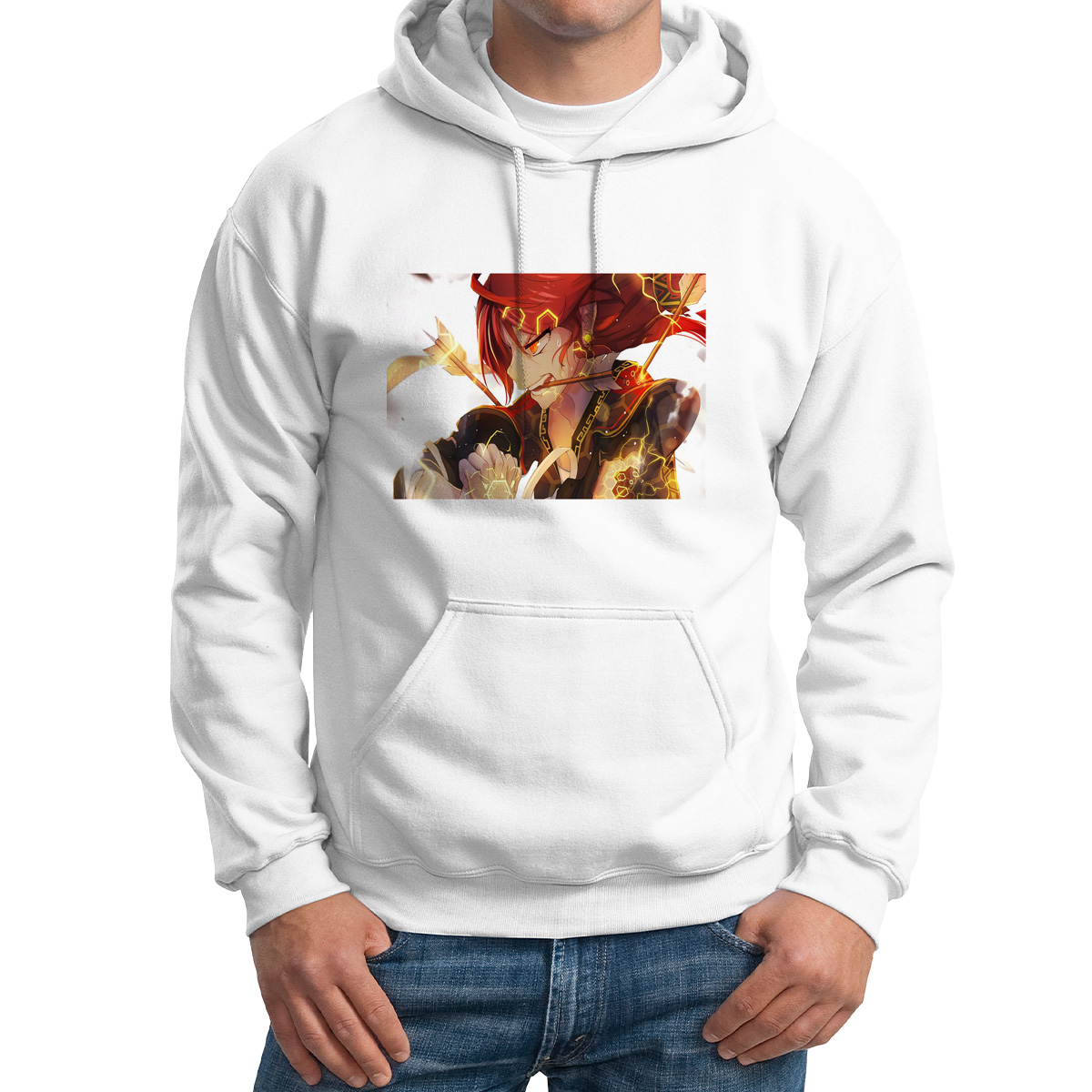 

Худи унисекс CoolPodarok Аниме Фантазия Девушка Стрела в плече белое 46 RU, 6M042636