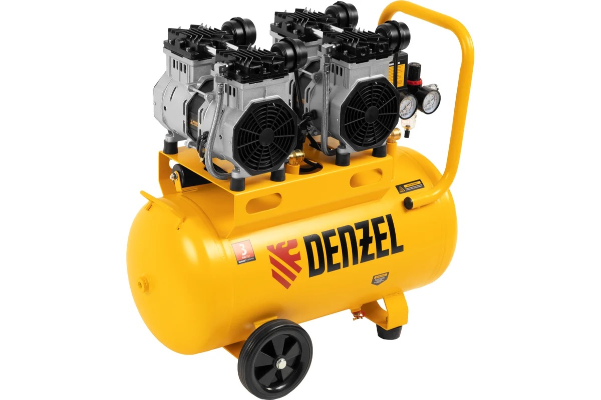 Компрессор безмаслянный малошумный DLS 220050 2200 Вт 2х1100 50 л 380 лмин Denzel 6027000₽