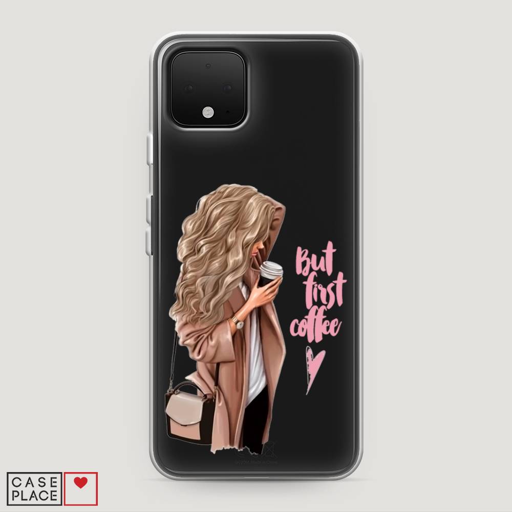 

Силиконовый чехол "Девушка с кофе" на Google Pixel 4, Девушка с кофе